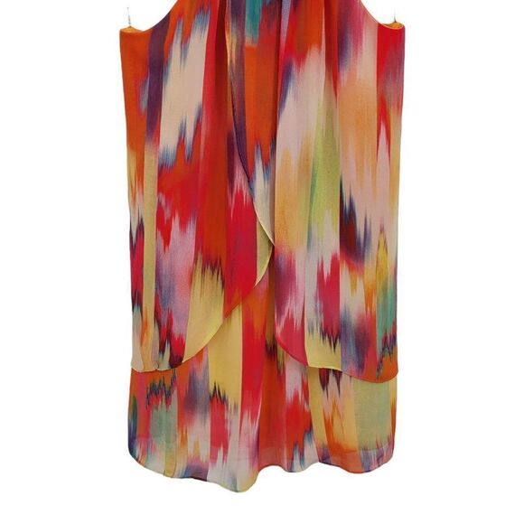 Vtg 90s Bisou Bisou Dress Rainbow Pride Tiered Ruffle Shift Halter Colorful Sz 8 - Picture 8 of 11